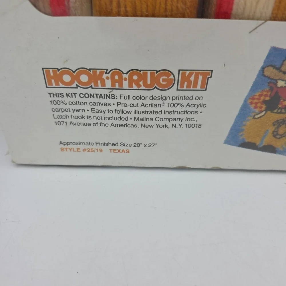 Vintage Malina Texas Hook A Rug Kit Cowboy Wrangler 20